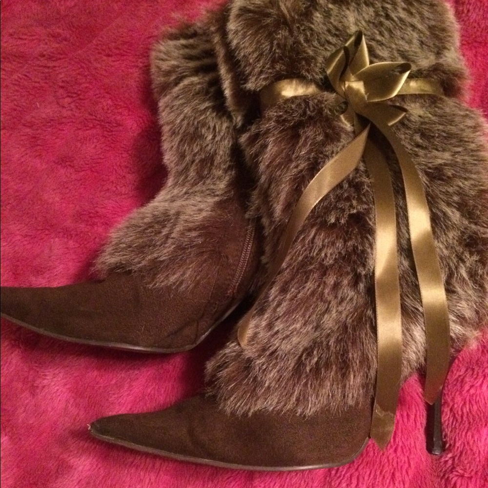 Glaze... pointed toe faux Boots with the fur